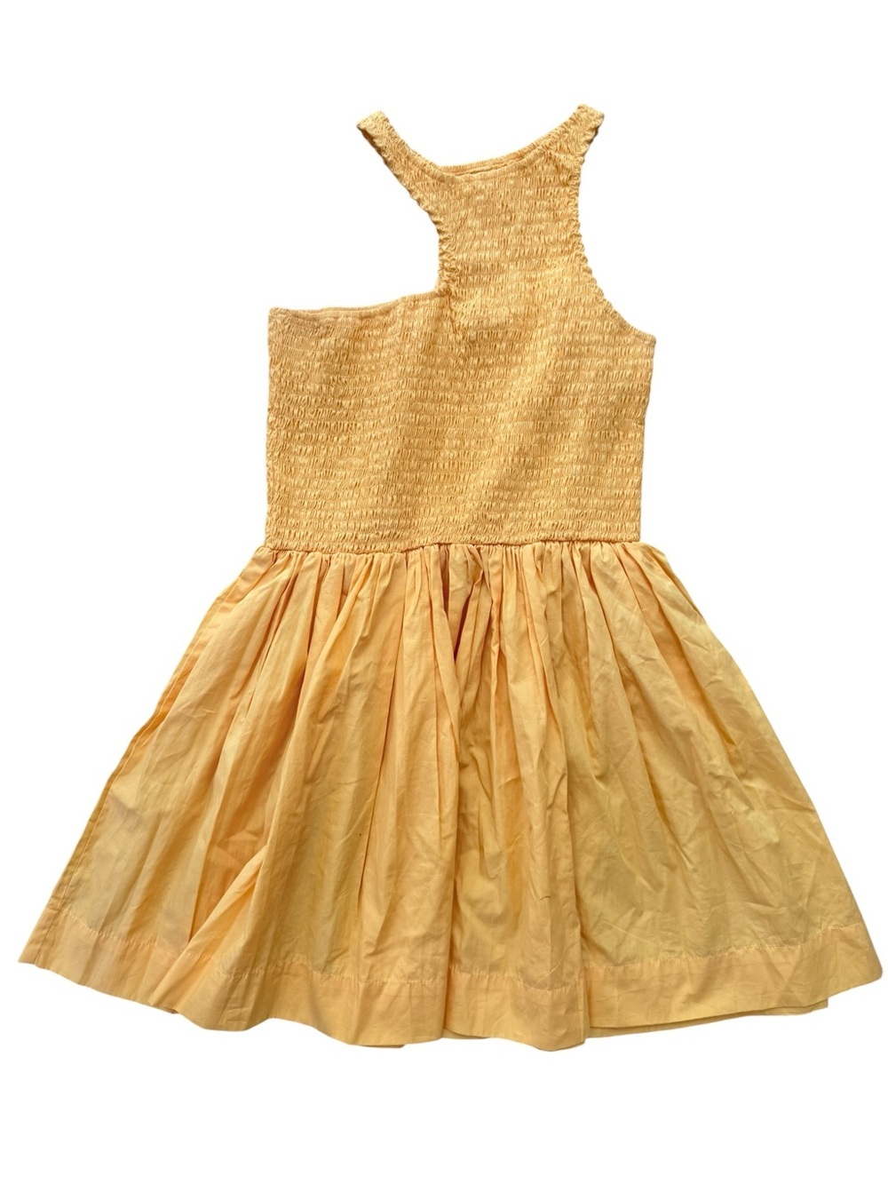 S/W/F One Shoulder Smocked Cotton Midi Dress Yellow Sundress Size S Australia